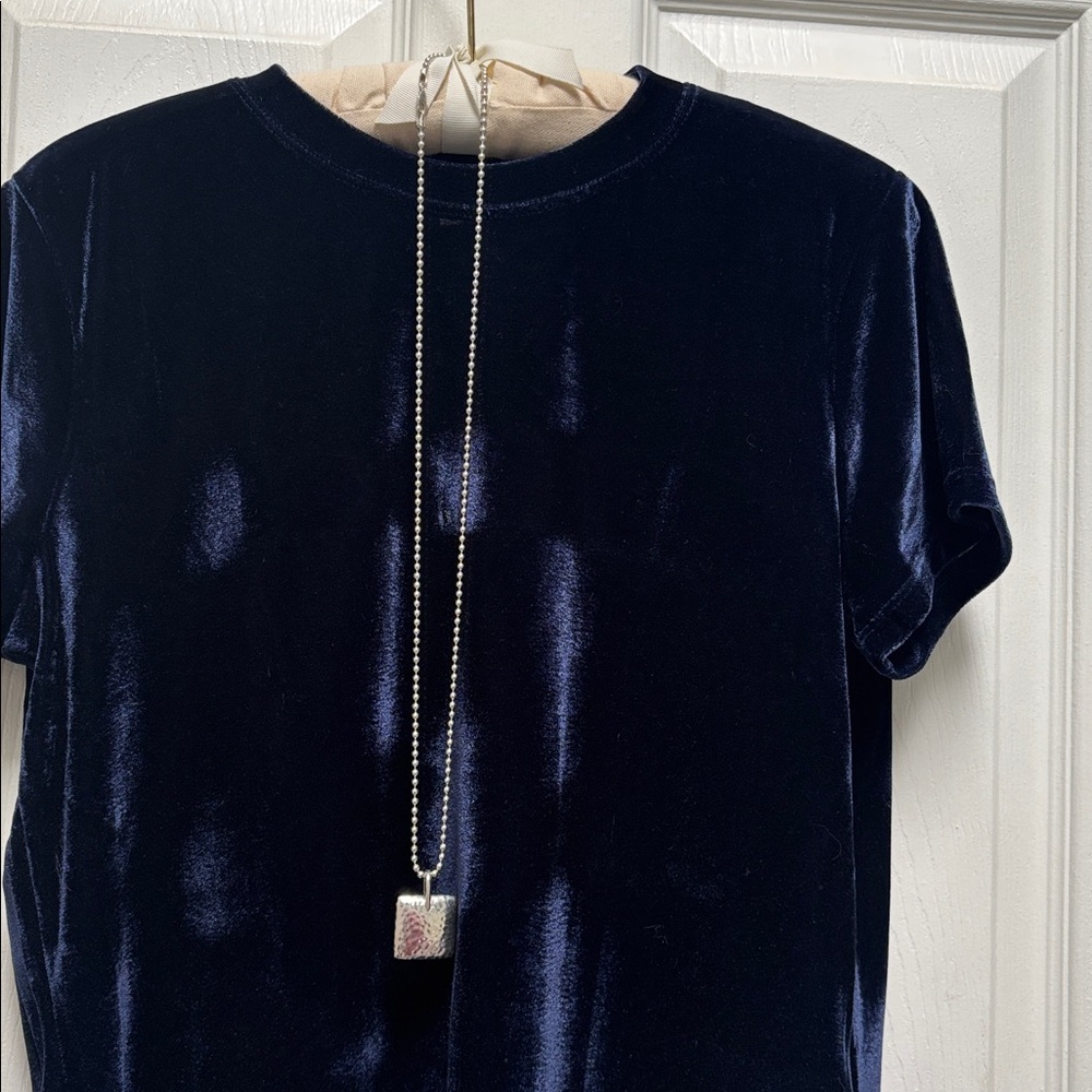 EUC Silpada square, puffed, hammered 925 Sterling pendant and 30” Silpada chain